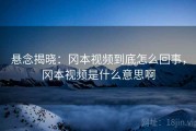 悬念揭晓：冈本视频到底怎么回事，冈本视频是什么意思啊